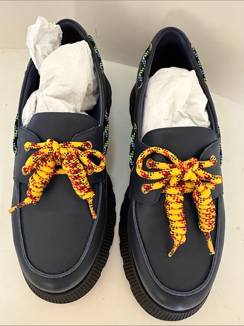 Charlotte Stone Women’s Navy Platform Cybil Lace-Up Boat Shoes - Picture 2 of 4